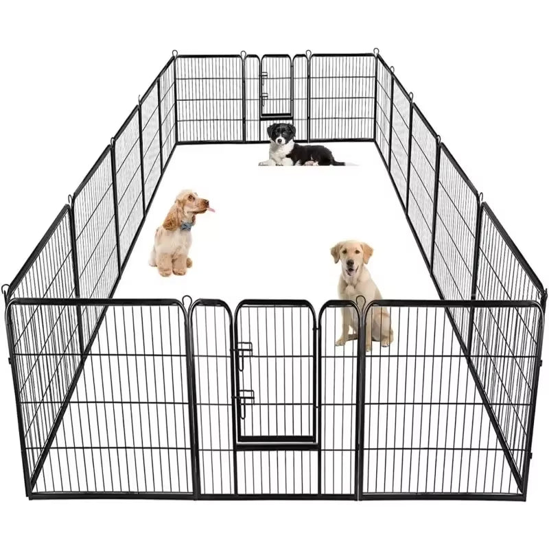 Portable Playpen Dog Playpen Indoor Metal Dog Pen Pet Dog Fence Outdoor Exercise Pen with Doors, Pet Puppy Playpen, Pet Playpen, Black