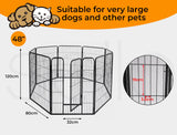  Pet Playpen Panel Pet Dog Playpen Puppy Exercise Cage Enclosure Fence Play Pen 48''